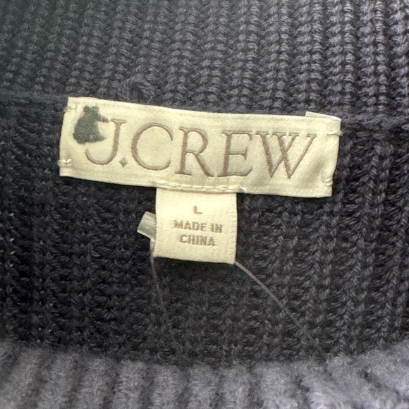 J Crew Quiet Luxury Turtleneck Cotton Cashmere Navy Blue Relaxed Sweater Large - Picture 7 of 13